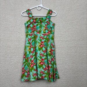 Matilda Jane Dress Girls 12 Blue Green Hello Lovely Tropical Floral Dress